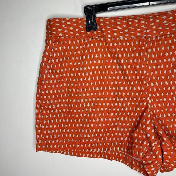 Ann Taylor LOFT Shorts Women 16 Orange Dot Flat Front Chino 100% Cotton - Picture 3 of 9